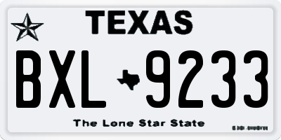 TX license plate BXL9233