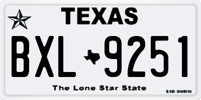 TX license plate BXL9251