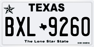 TX license plate BXL9260