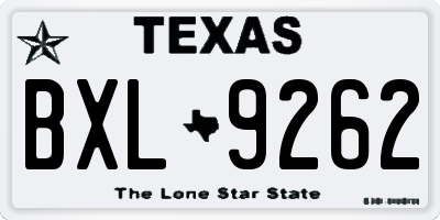 TX license plate BXL9262