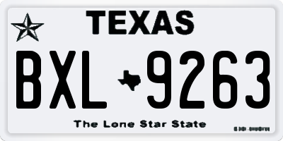 TX license plate BXL9263