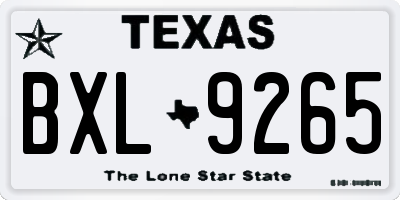 TX license plate BXL9265