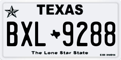 TX license plate BXL9288