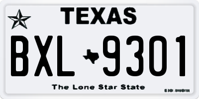 TX license plate BXL9301