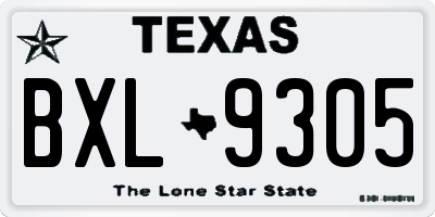 TX license plate BXL9305