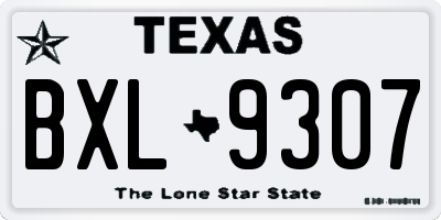 TX license plate BXL9307