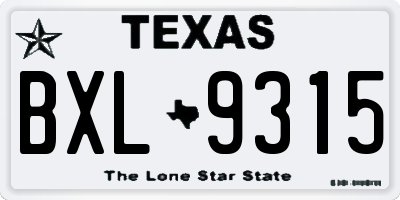 TX license plate BXL9315