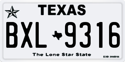 TX license plate BXL9316