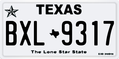 TX license plate BXL9317