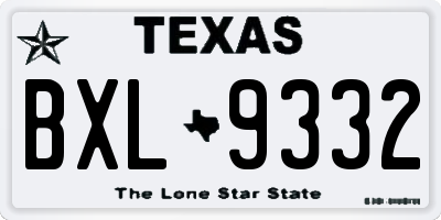 TX license plate BXL9332