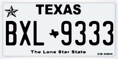 TX license plate BXL9333