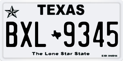 TX license plate BXL9345