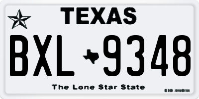 TX license plate BXL9348