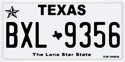 TX license plate BXL9356