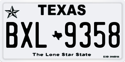 TX license plate BXL9358