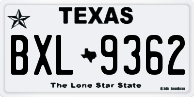 TX license plate BXL9362