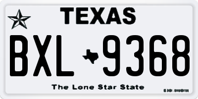TX license plate BXL9368