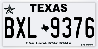 TX license plate BXL9376