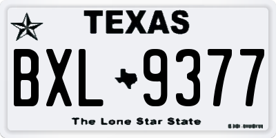 TX license plate BXL9377