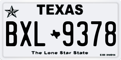 TX license plate BXL9378