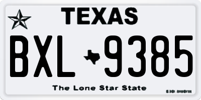 TX license plate BXL9385