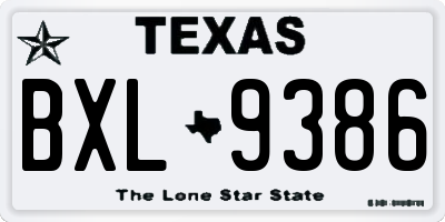 TX license plate BXL9386
