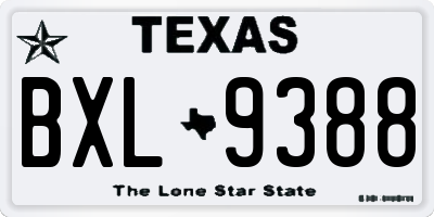 TX license plate BXL9388