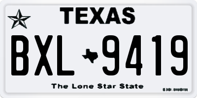 TX license plate BXL9419
