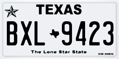 TX license plate BXL9423
