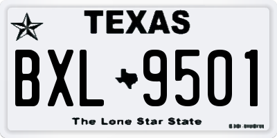 TX license plate BXL9501