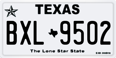 TX license plate BXL9502