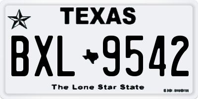 TX license plate BXL9542