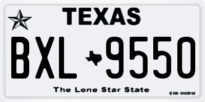 TX license plate BXL9550