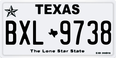 TX license plate BXL9738
