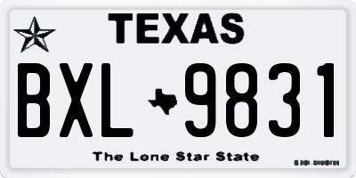 TX license plate BXL9831