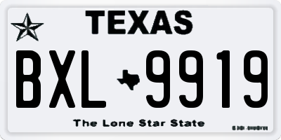 TX license plate BXL9919