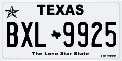 TX license plate BXL9925