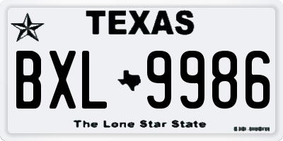 TX license plate BXL9986