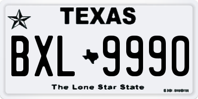 TX license plate BXL9990
