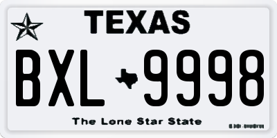 TX license plate BXL9998