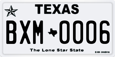 TX license plate BXM0006