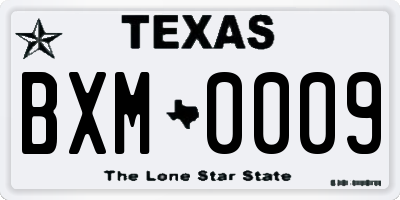 TX license plate BXM0009