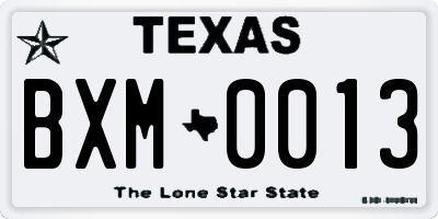 TX license plate BXM0013