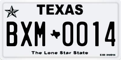 TX license plate BXM0014