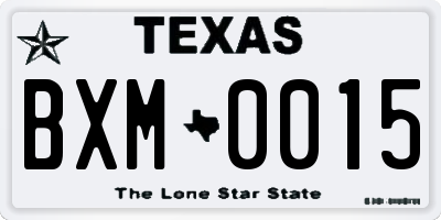 TX license plate BXM0015