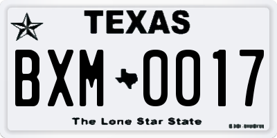 TX license plate BXM0017
