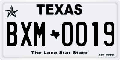 TX license plate BXM0019