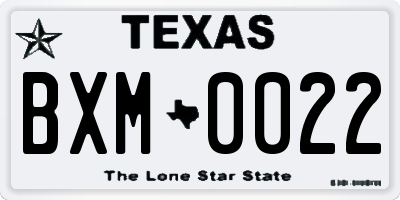 TX license plate BXM0022