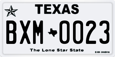 TX license plate BXM0023