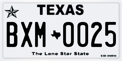 TX license plate BXM0025